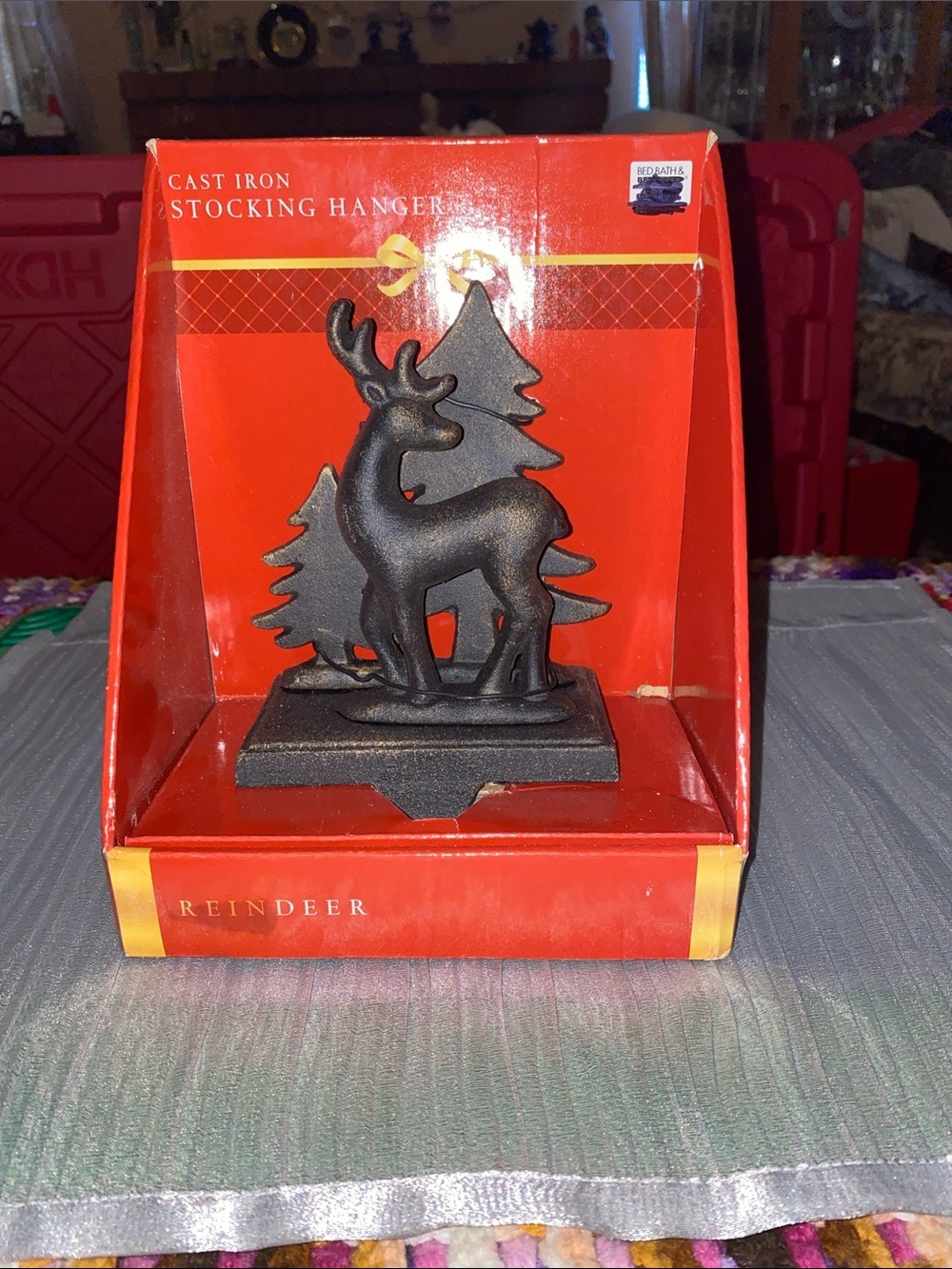 Bed Bath & Beyond Cast Iron Reindeer Stocking Hanger - Black